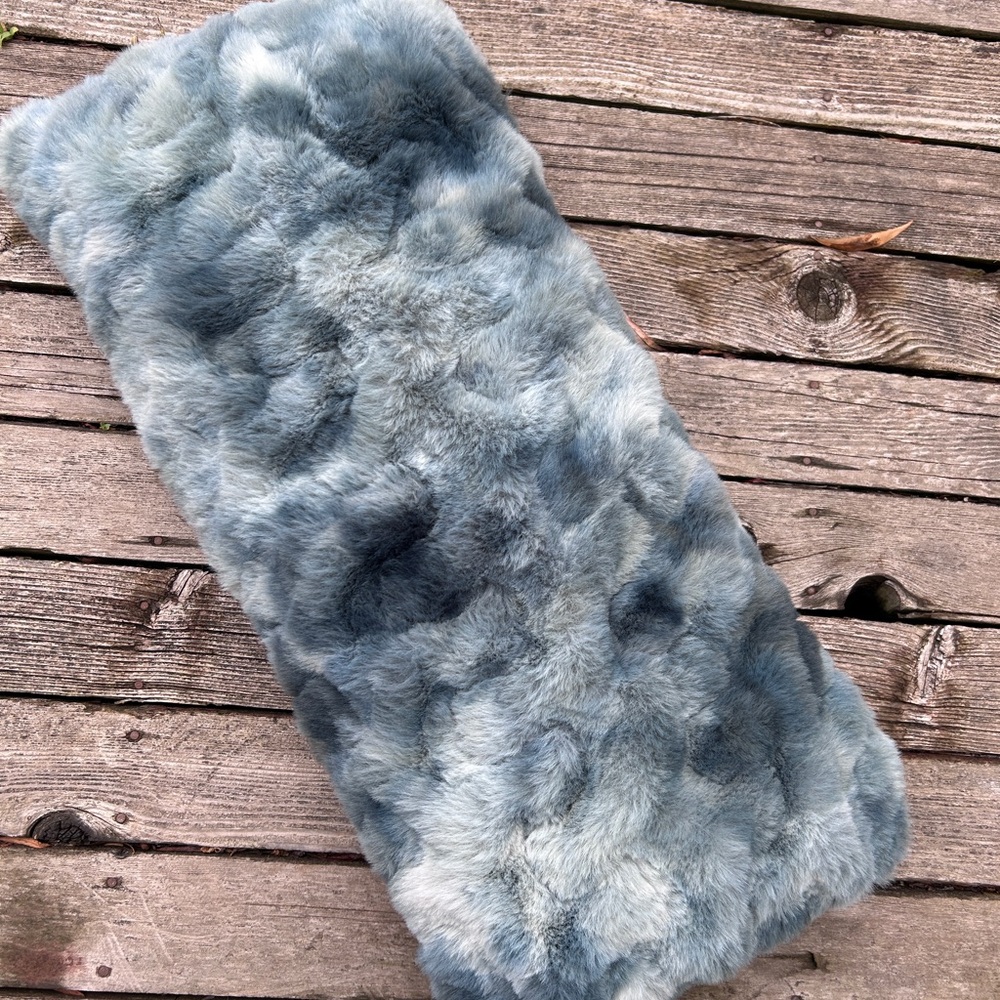 Anthropologie Luxe Faux Fur Pillow - blue